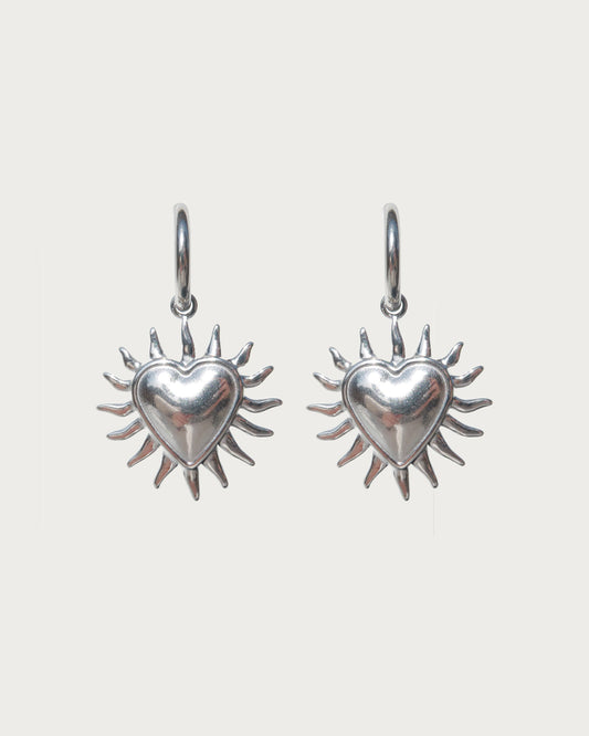 Olivia Heart Spike Silver Earrings
