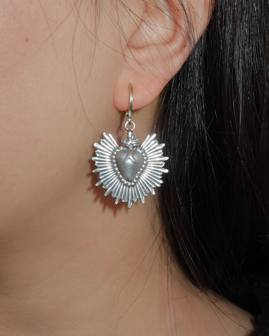 Barbara Classic Heart Silver Drop Earrings