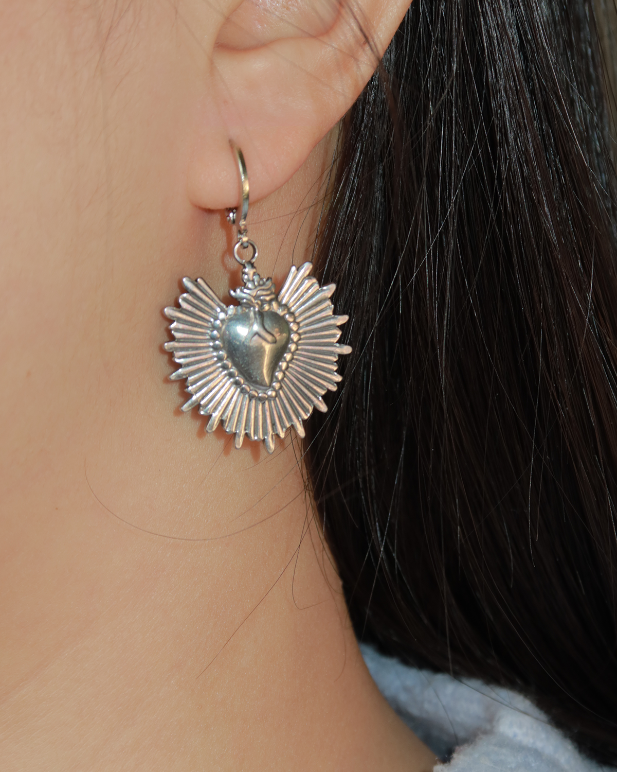 Barbara Classic Heart Silver Drop Earrings