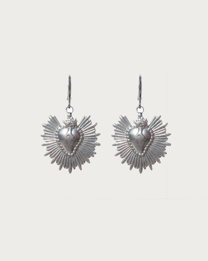 Barbara Classic Heart Silver Drop Earrings