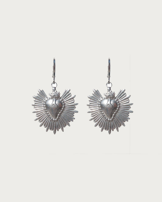 Barbara Classic Heart Silver Drop Earrings