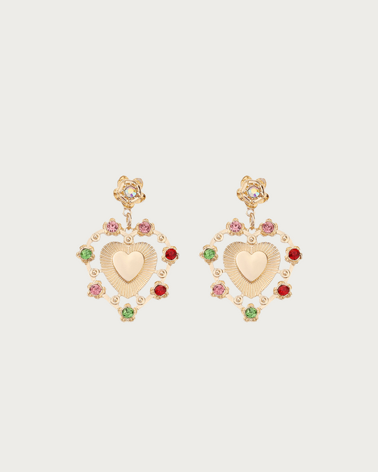Amity Retro Colorful Heart Drop Earrings