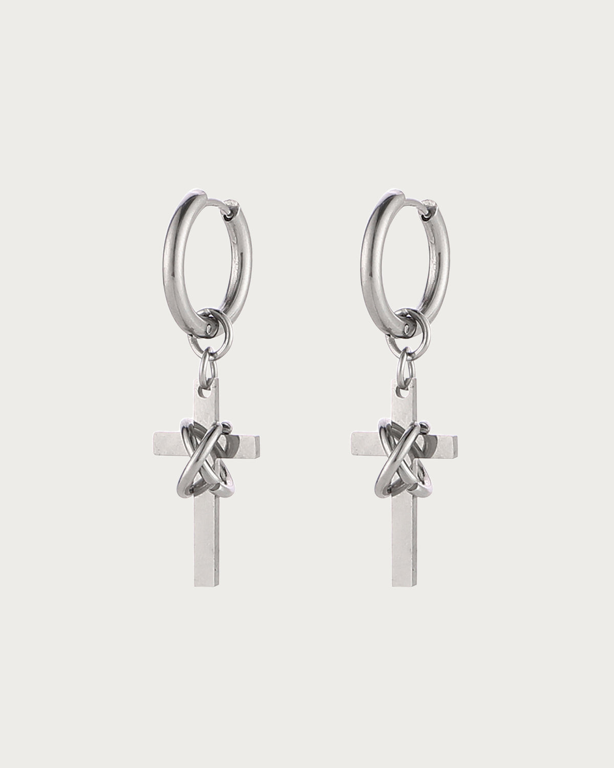 Camille Bound Cross Drop Silver Earrings