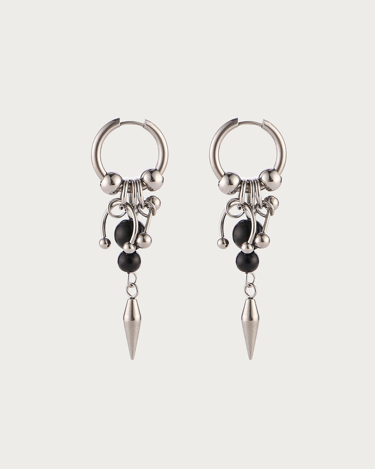 Giselle Pearl Hoop Cone Silver Earrings