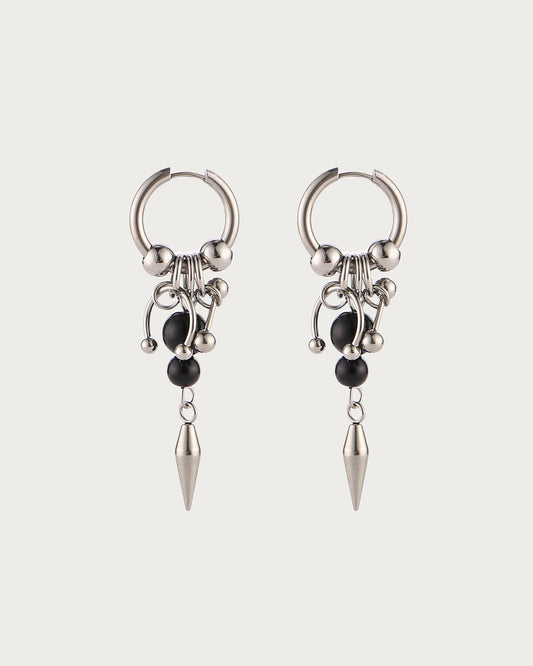 Giselle Pearl Hoop Cone Silver Earrings
