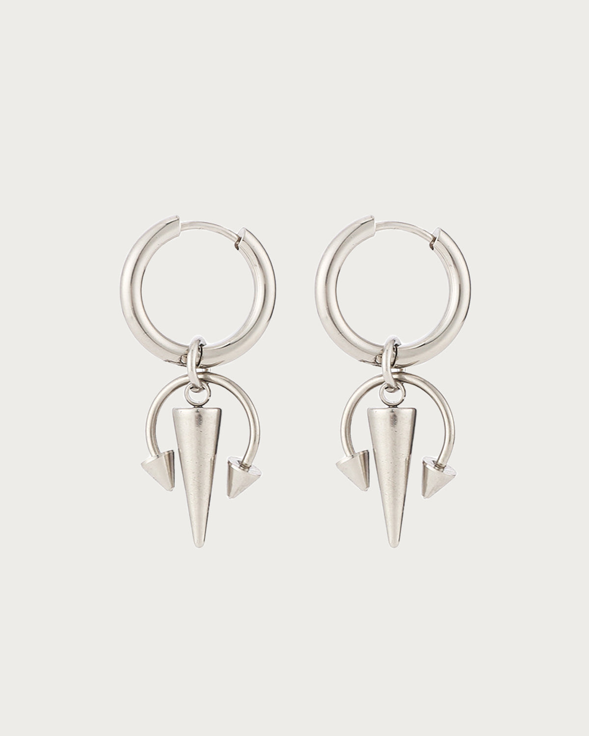 Lydia Studded Hoop Silver Earrings