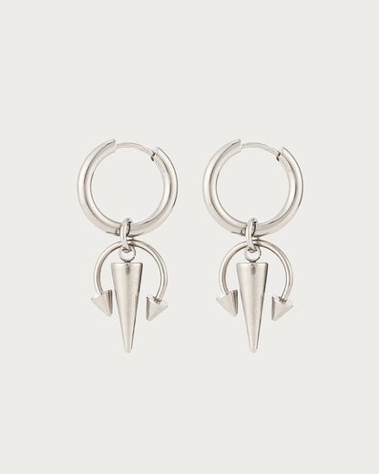 Lydia Studded Hoop Silver Earrings