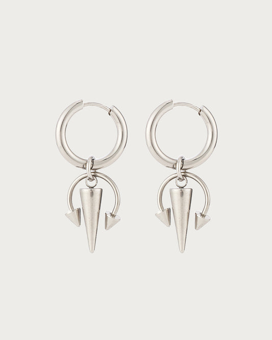 Lydia Studded Hoop Silver Earrings