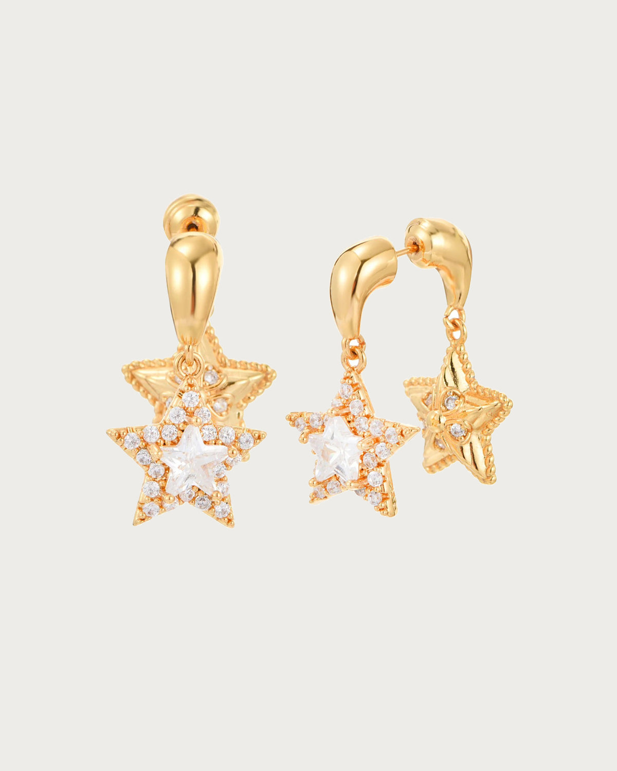 Laura Rhinestone Star Silver Drop Earrings