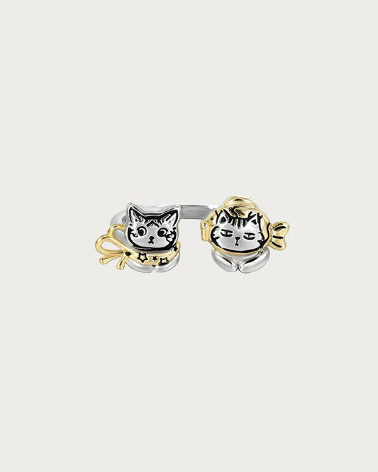 Meroy Minimal Cat Silver Ring