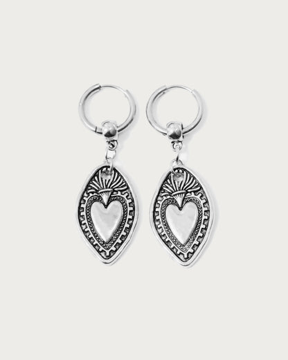 Edwina Vintage Golden Heart Shield Earrings
