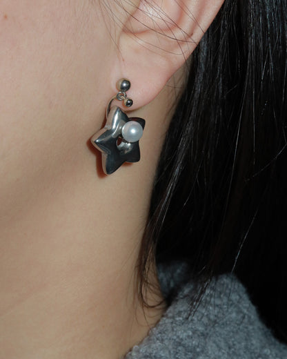 Mila Sweet Star Pearl Silver Stud Earrings