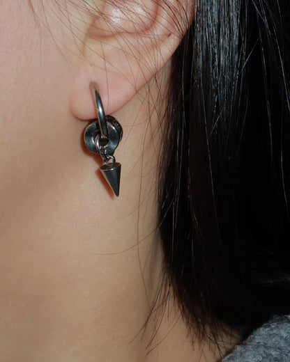 Vesper Rivet Black Star Silver Hoop Earrings