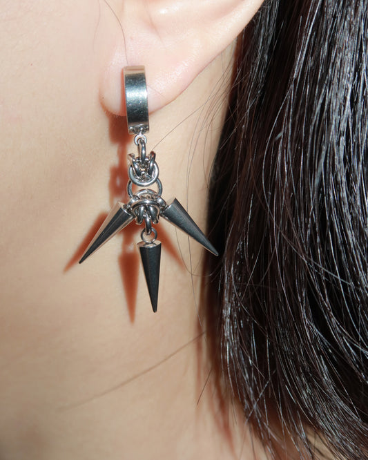 Yuki Thorns Spike Silver Hoop Earrings