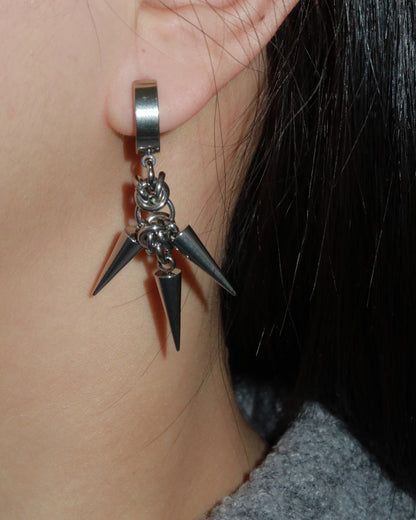 Yuki Thorns Spike Silver Hoop Earrings