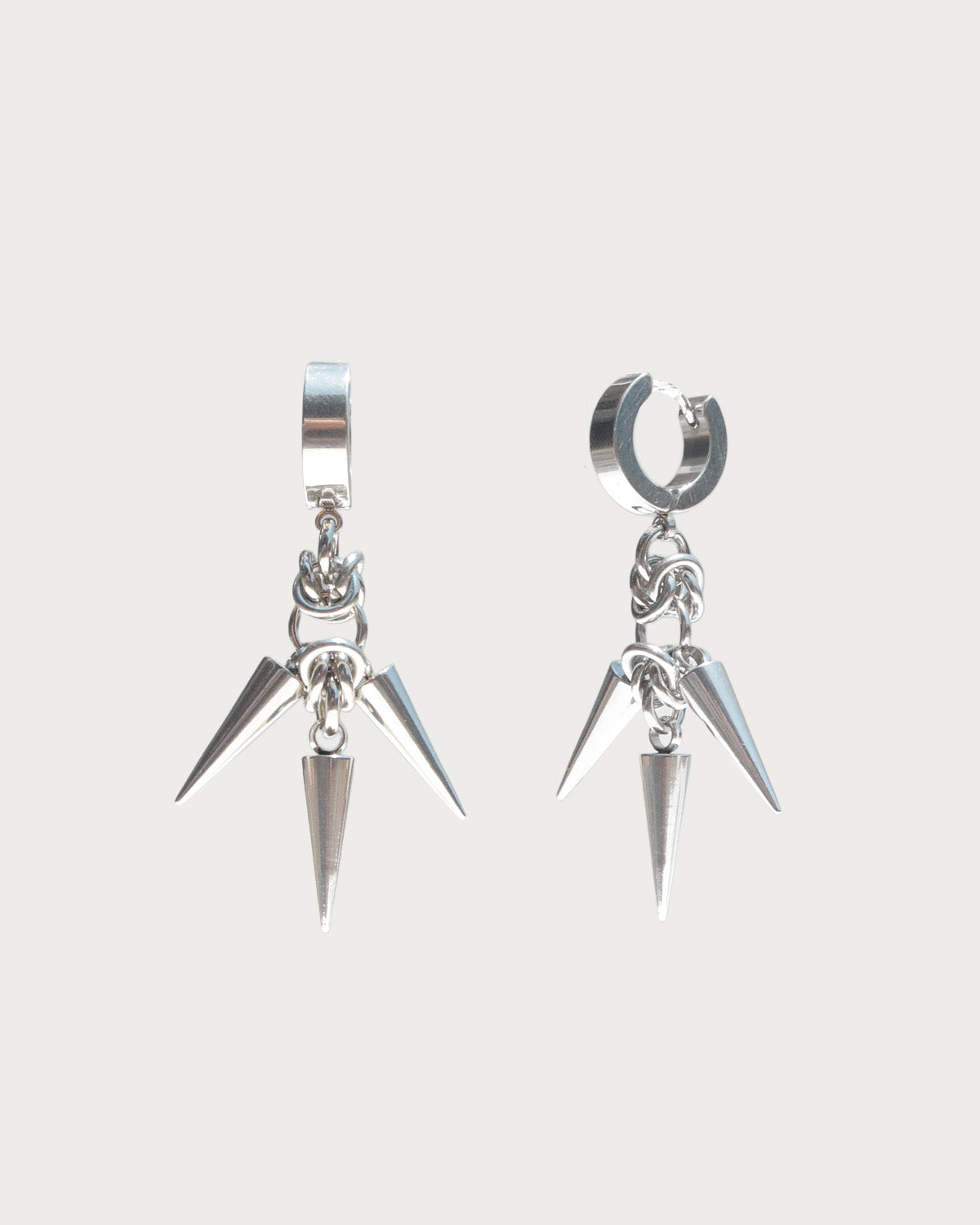 Yuki Thorns Spike Silver Hoop Earrings