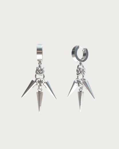 Yuki Thorns Spike Silver Hoop Earrings