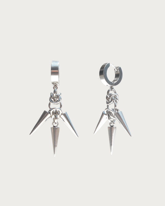 Yuki Thorns Spike Silver Hoop Earrings