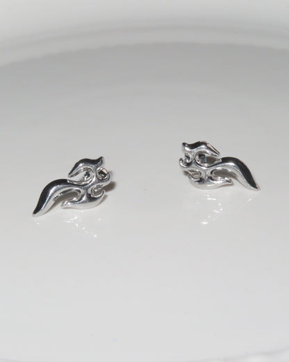 Blaze Flame Punk Silver Stud Earrings