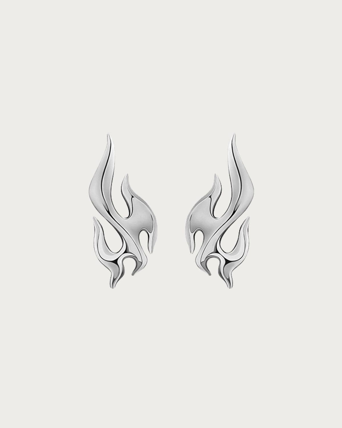 Blaze Flame Punk Silver Stud Earrings
