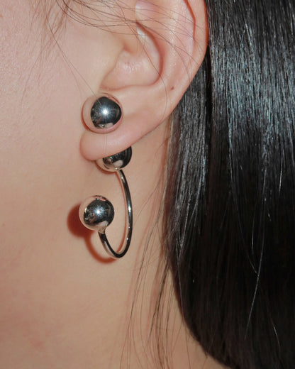 Willa Orbit Punk Silver Sphere Stud Earrings