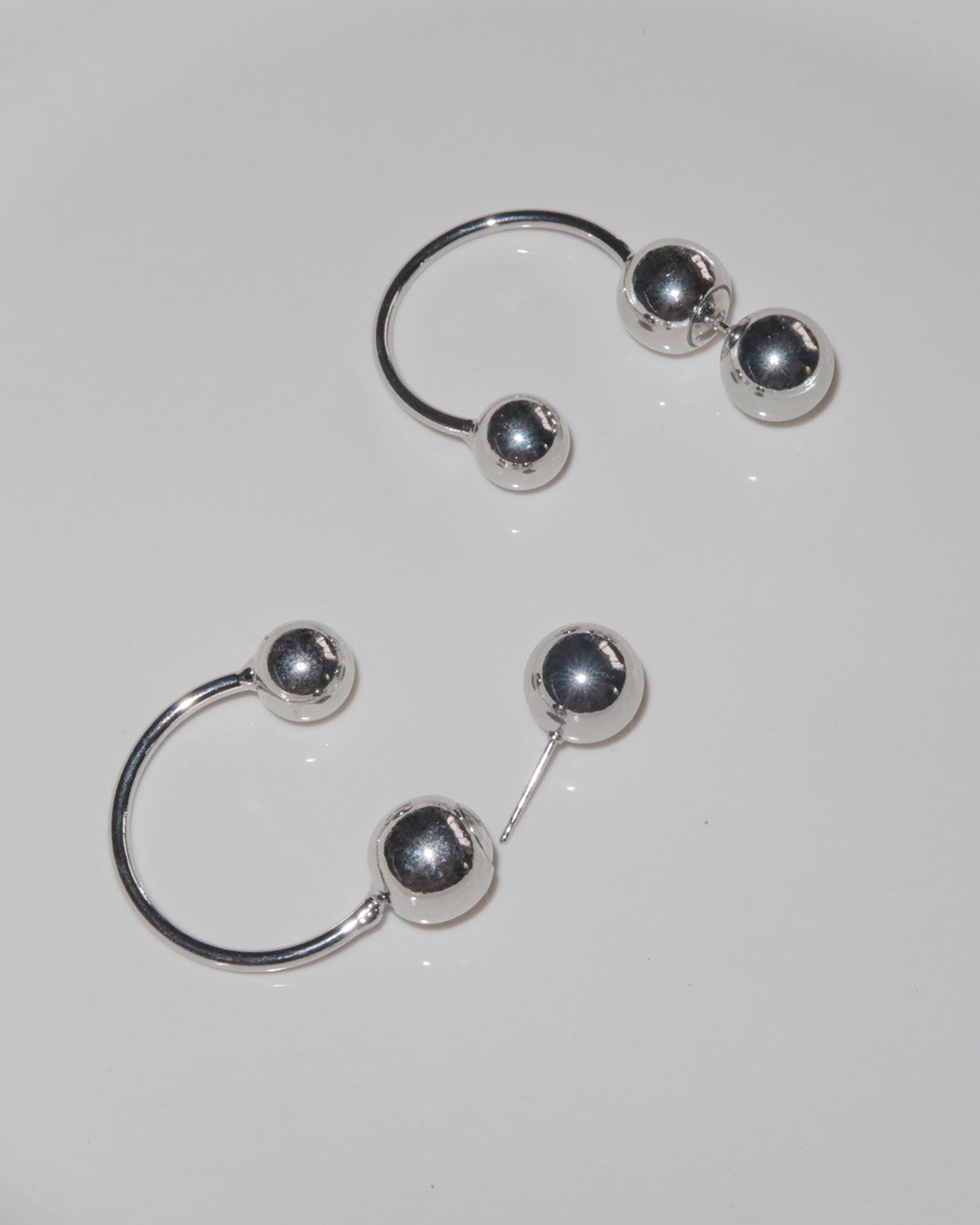 Willa Orbit Punk Silver Sphere Stud Earrings