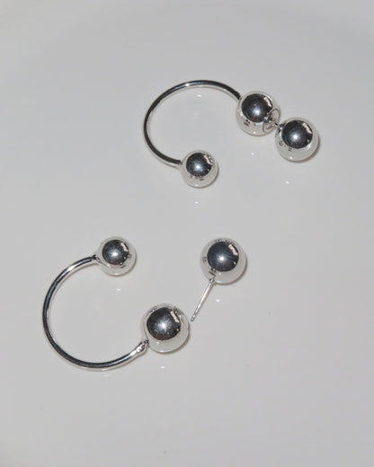 Willa Orbit Punk Silver Sphere Stud Earrings