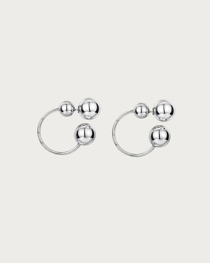 Willa Orbit Punk Silver Sphere Stud Earrings