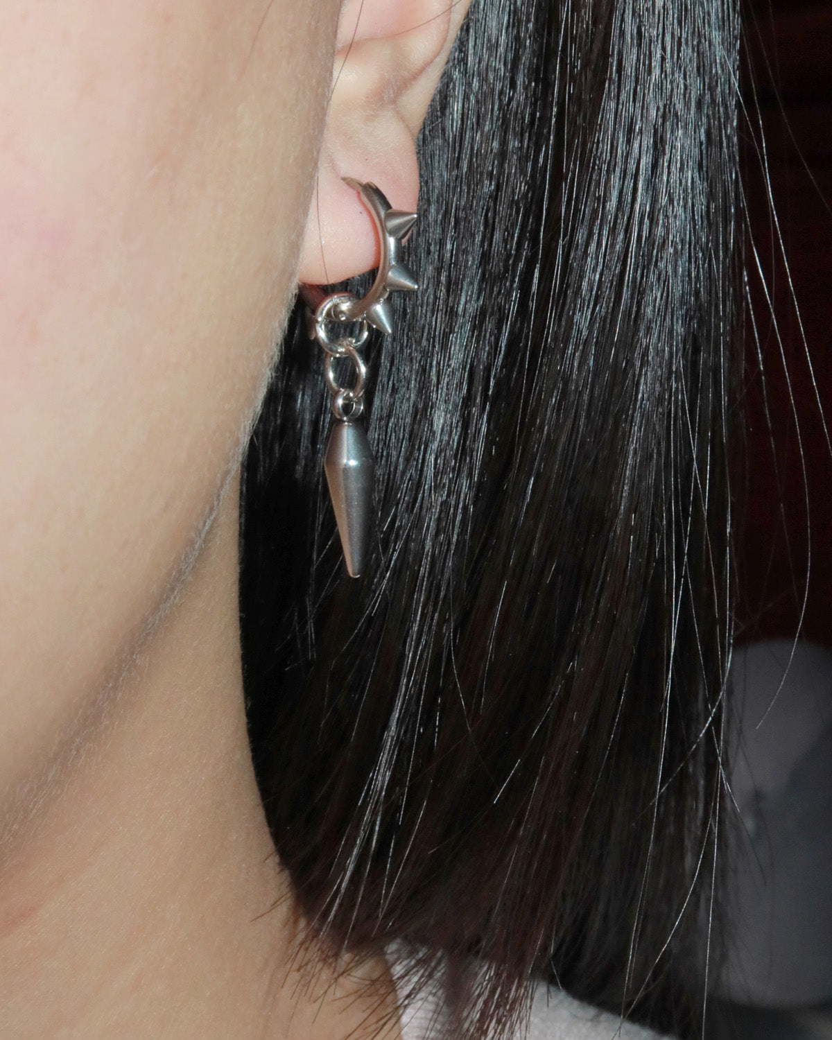 Drea Thorn Spike Silver Hoop Earrings