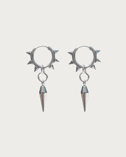 Drea Thorn Spike Silver Hoop Earrings