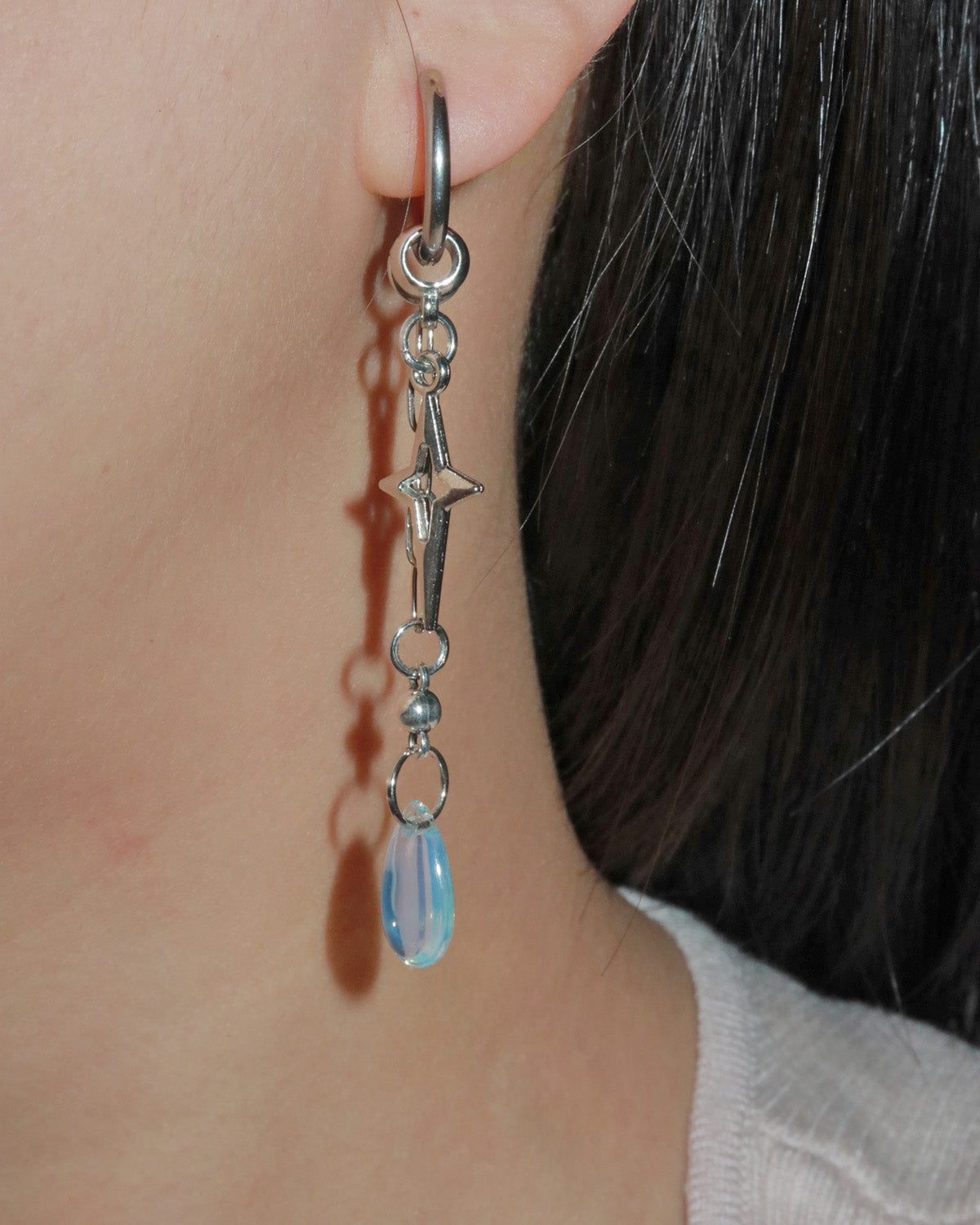 Astra Polaris Opal Silver Drop Earrings