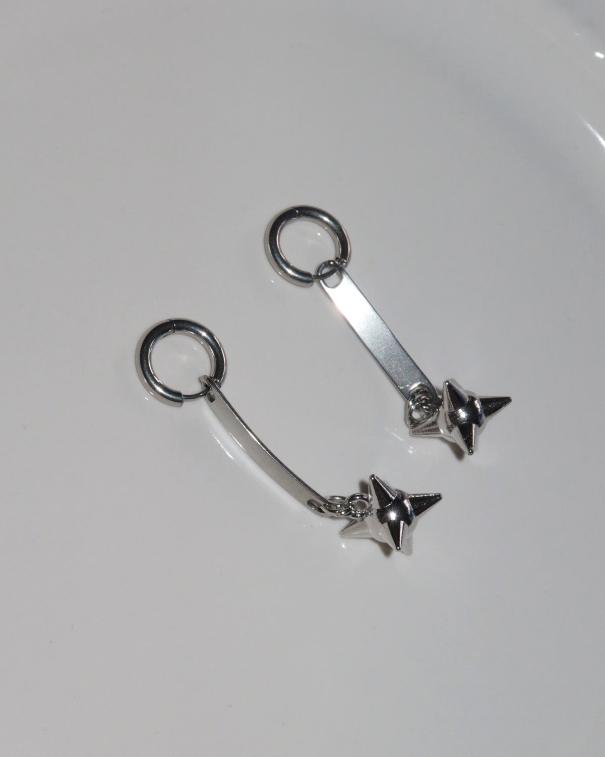 Bex Spike Ball Silver Drop Earrings