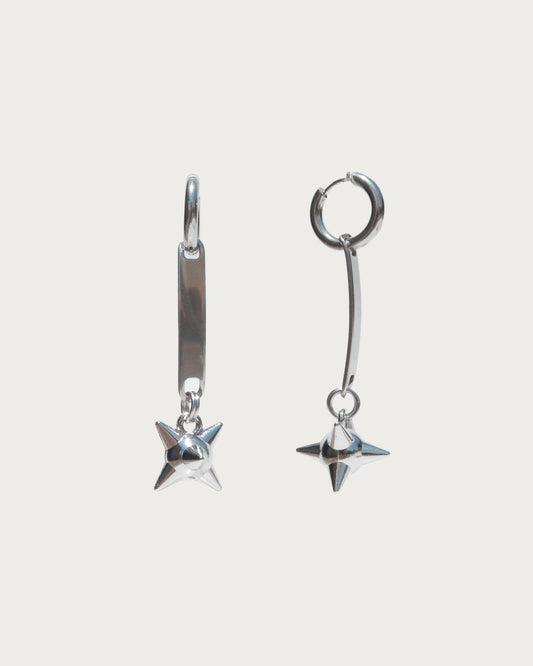 Bex Spike Ball Silver Drop Earrings