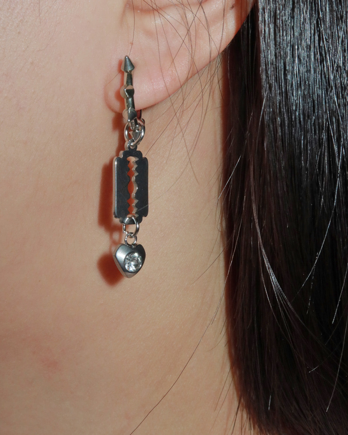 Vex Thorned Heart Blade Silver Hoop Earrings