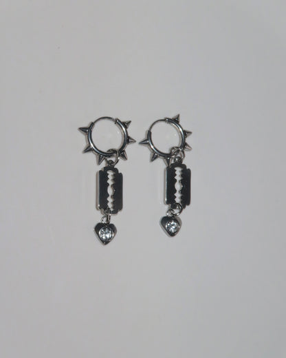 Vex Thorned Heart Blade Silver Hoop Earrings