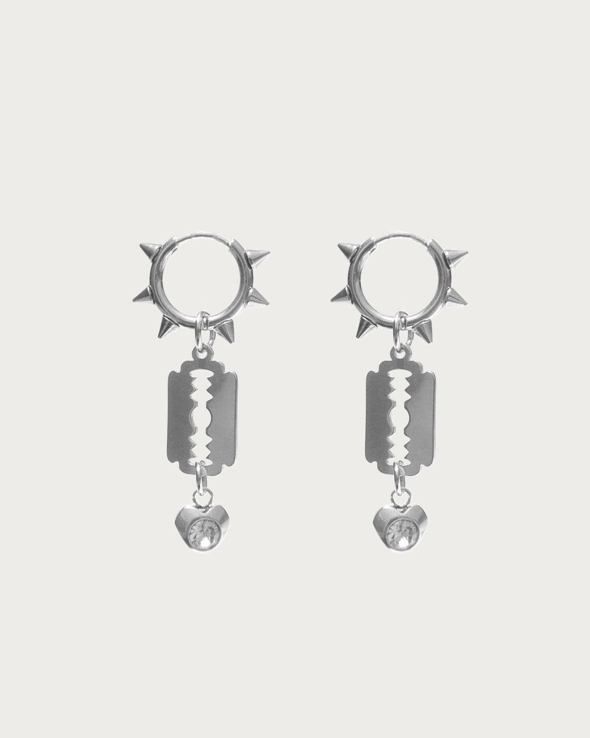 Vex Thorned Heart Blade Silver Hoop Earrings