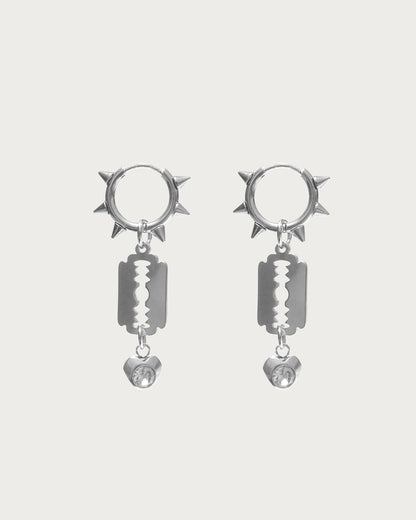 Vex Thorned Heart Blade Silver Hoop Earrings