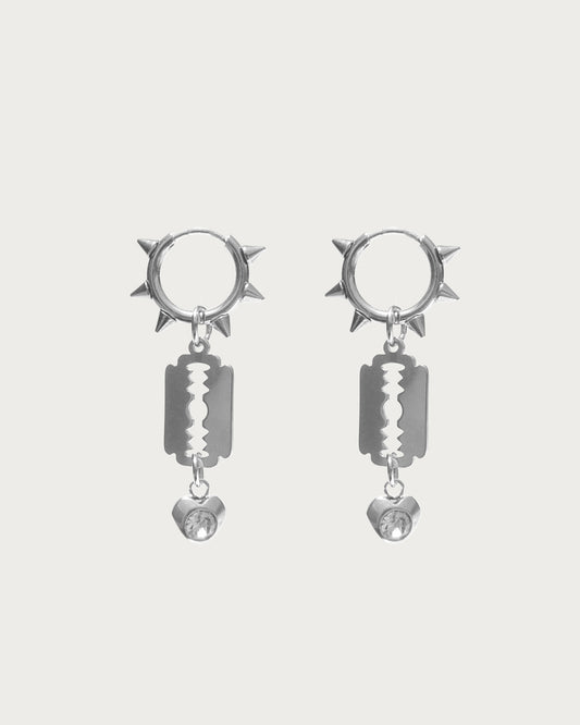 Vex Thorned Heart Blade Silver Hoop Earrings