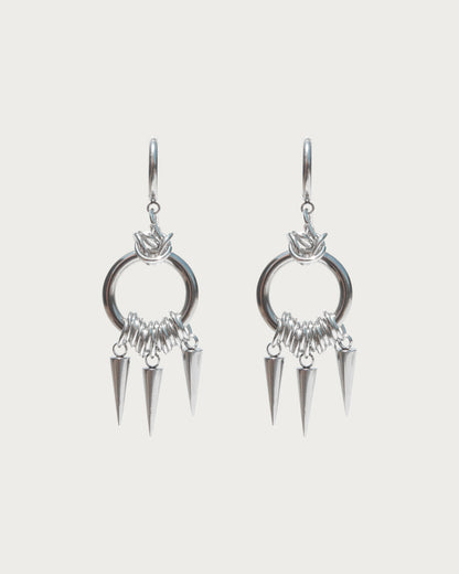 Ruka Spiked Rivet Silver Hoop Earrings