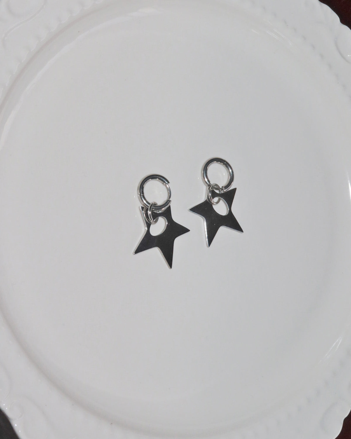 Vega Star Punk Silver Hoop Earrings