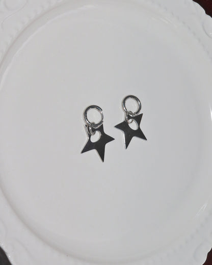 Vega Star Punk Silver Hoop Earrings