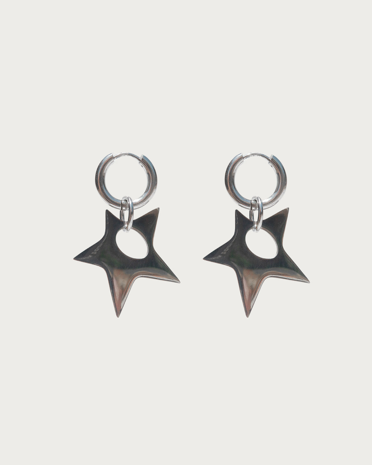 Vega Star Punk Silver Hoop Earrings