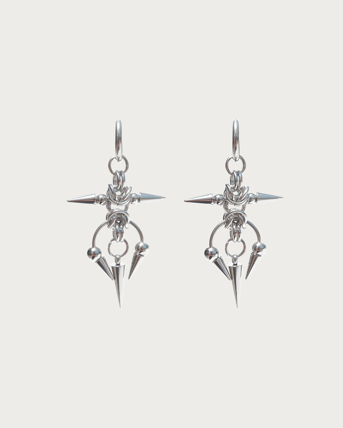 Moxie Barbed Thorn Horseshoe Silver Hoop Earrings