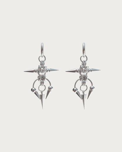 Moxie Barbed Thorn Horseshoe Silver Hoop Earrings
