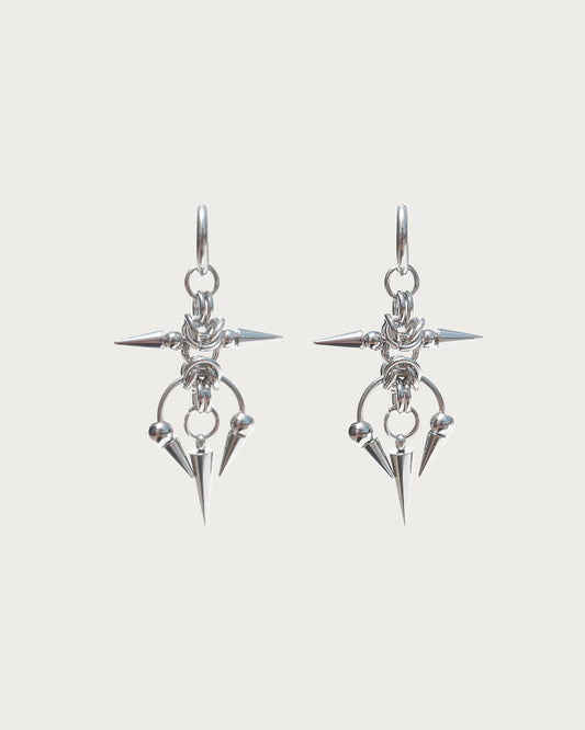 Moxie Barbed Thorn Horseshoe Silver Hoop Earrings