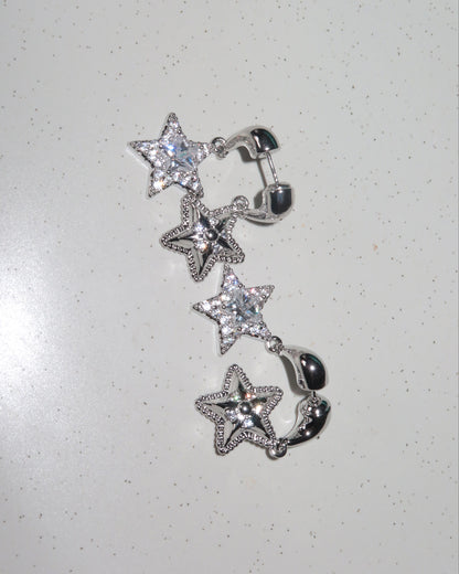Laura Rhinestone Star Silver Drop Earrings