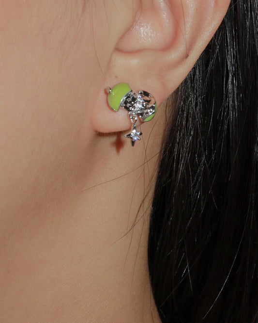 Tilly Green Apple Star Silver Stud Earrings