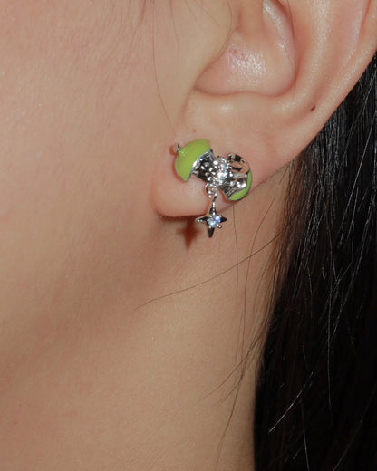 Tilly Green Apple Star Silver Stud Earrings