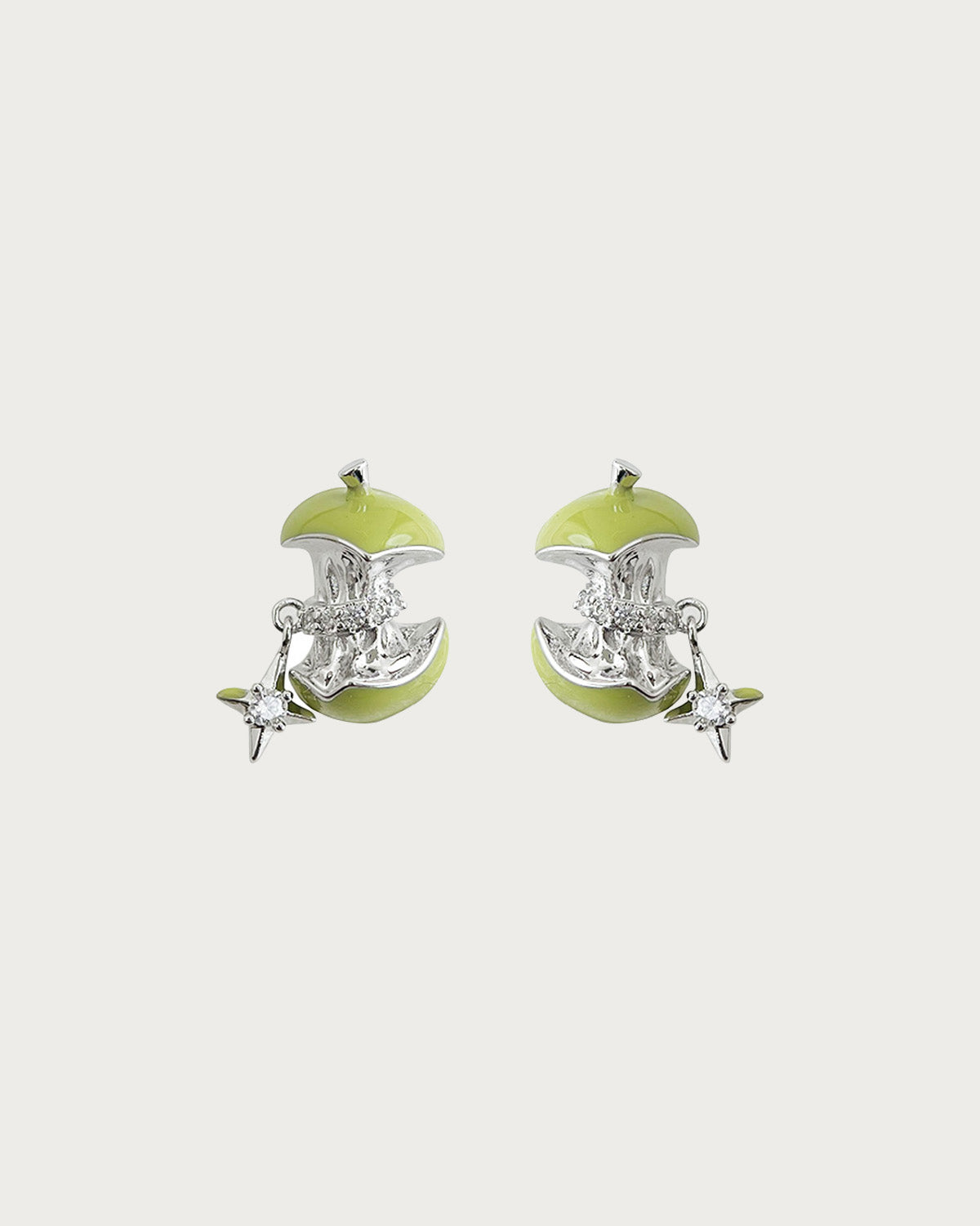 Tilly Green Apple Star Silver Stud Earrings