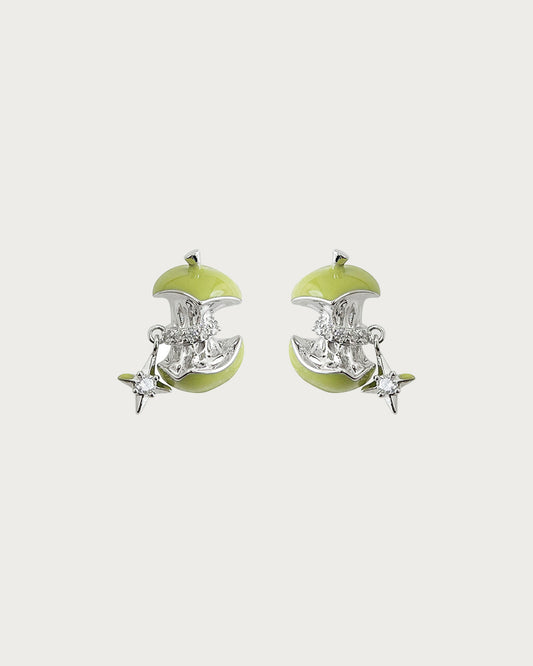 Tilly Green Apple Star Silver Stud Earrings